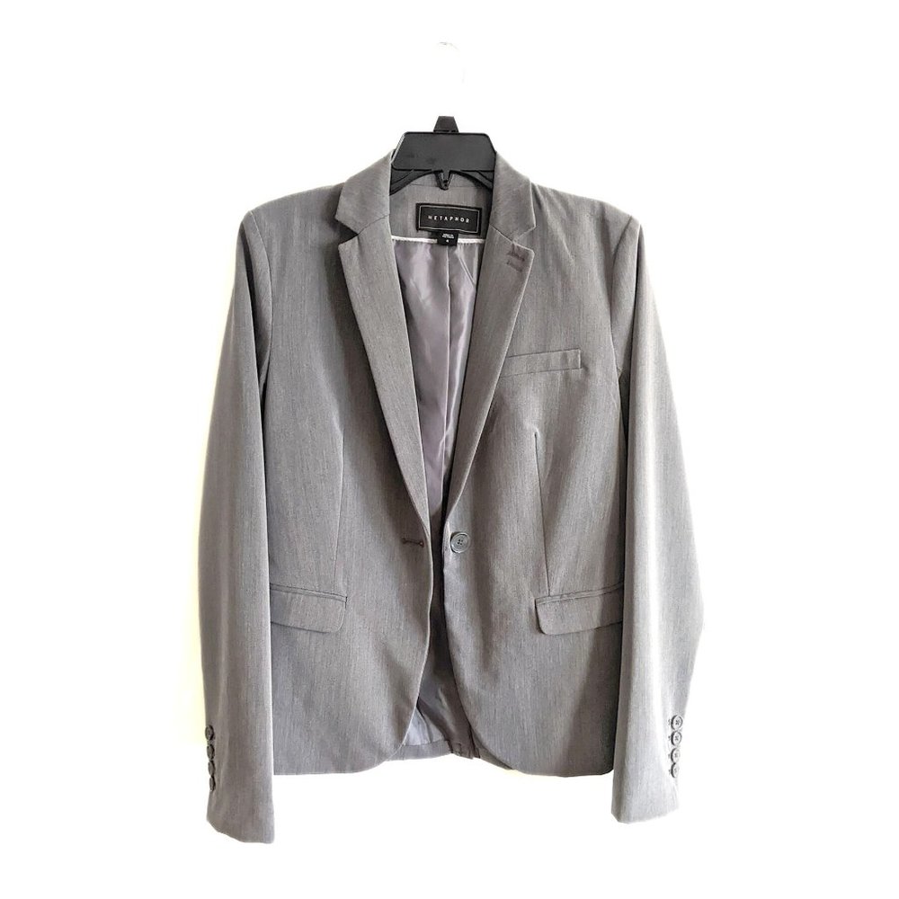 Metaphor Gray Blazer, Single Button, Size 4 - image 1
